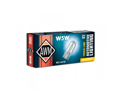 Лампа накаливания AWM W5W 24V 5W (W2.1x9,5d) от AWM Лампа накаливания AWM W5W 24V 5W (W2.1x9,5d)
